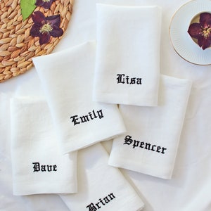 Embroidered Napkins Monogrammed Napkins Dinner Napkins Wedding Napkins Personalized Napkins Anniversary Napkins Special Occasion image 2