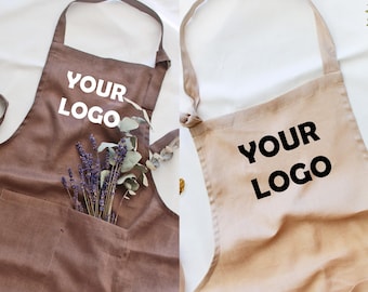 Linen Embroidered Apron, Personalized Apron, Garden Apron, Kitchen Apron, Cooking Apron, Artist Apron, Gift Hostess, Tie knot Apron