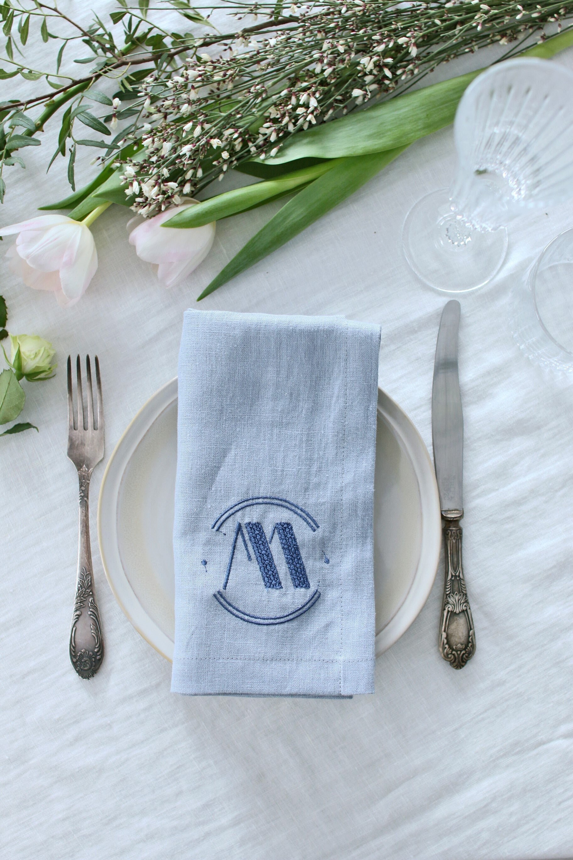 Napkin Personalized Linen Linen Napkin FREE Fast shipment with FedEx MONOGRAMMED Embroidered Napkin Monogrammed Napkin