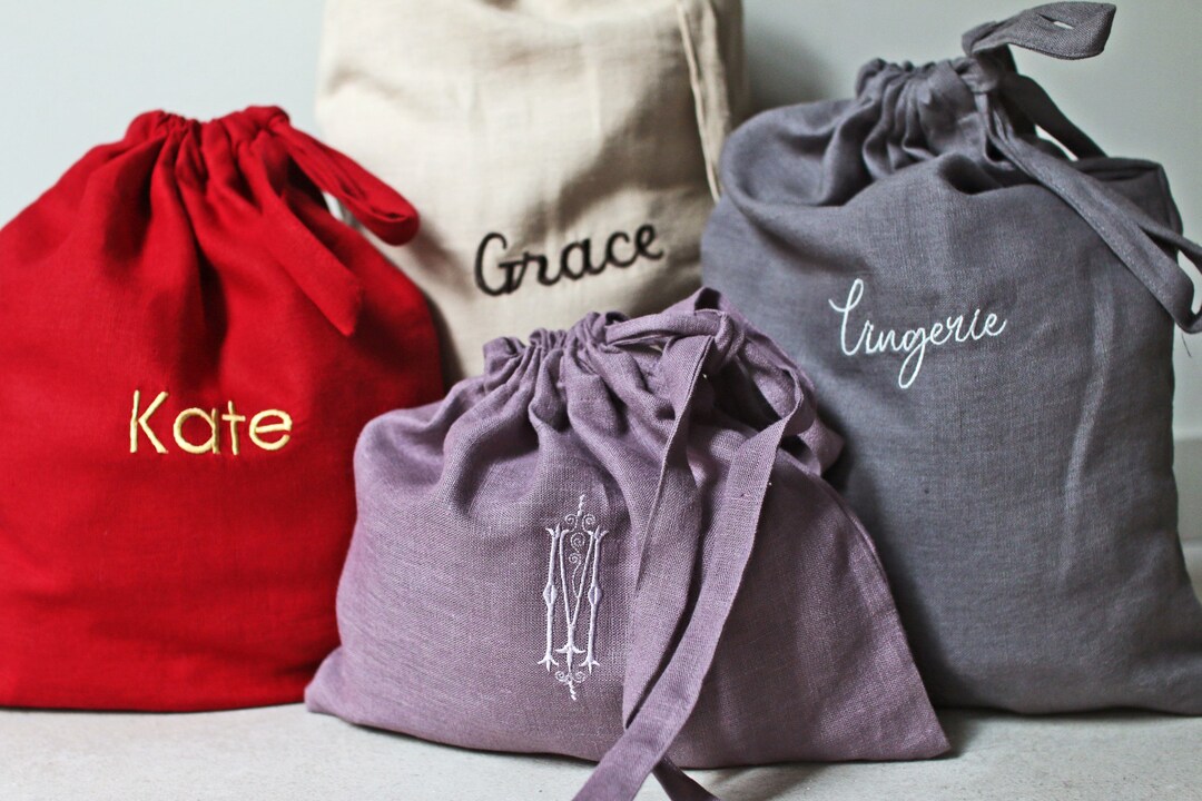 Embroidered Linen Bag Personalized Laundry Bags Personalized Linen Bags
