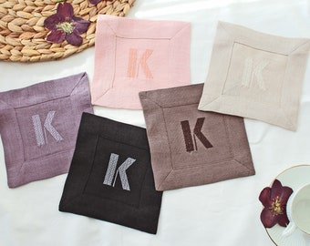 Bestickte Cocktail-Servietten |  Monogrammierte Cocktail-Servietten | Personalisierte Cocktail-Servietten | Jubiläums-Servietten