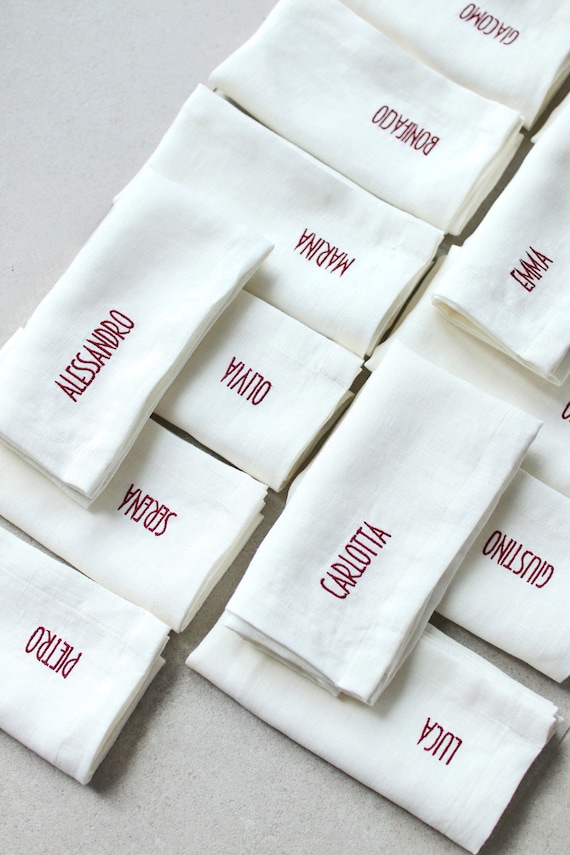 Embroidered Napkins | Monogrammed Napkins | Dinner Napkins | Wedding Napkins | Personalized Napkins | Anniversary Napkins | Special Occasion