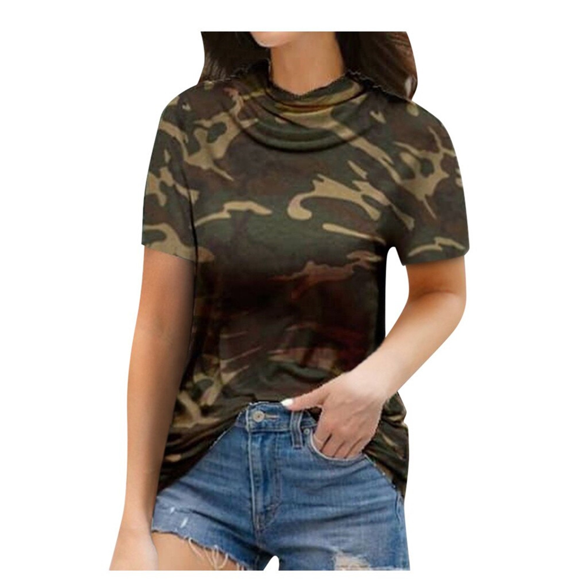Plus Size Women's Casual T-shirt Camouflage Printed | Etsy