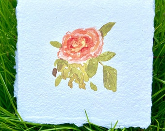 Rose Watercolor Card - Eco-Friendly - 4x4 recycled paper