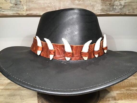 Crocodile Print Leather Hat Band 
