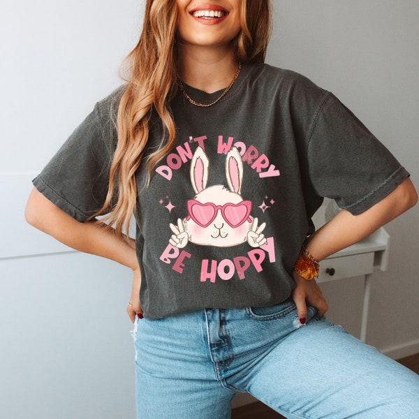 Don't Worry Be Hoppy T-Shirt, Easter Quotes Design, happy easter day, Vintage Easter Shirt, Womens easter, Funny Easter Tee, Cute easter day