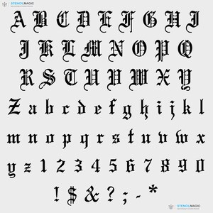 old english alphabet set 1 12 letters 7 mil mylar etsy