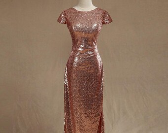 rose gold prom dress long sleeve