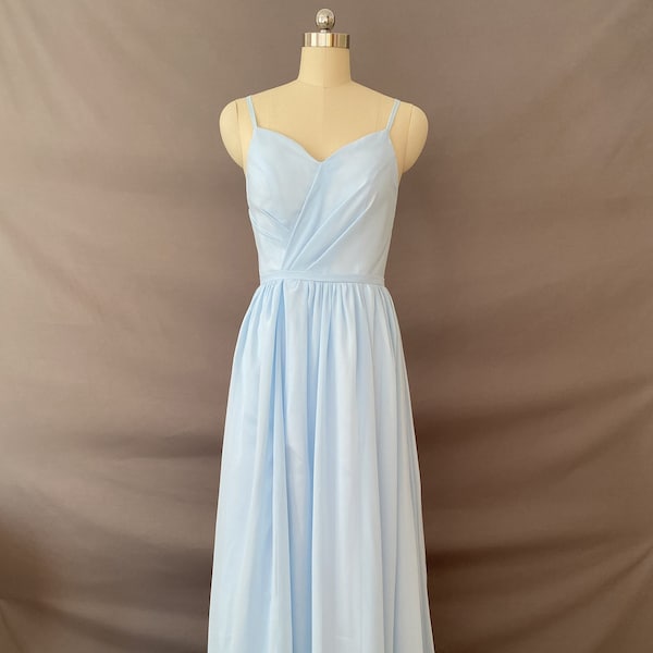 Spaghetti Straps Light Sky Blue Chiffon Bridesmaid Dress, Slit Waist Wedding/Prom/Evening Dress, Floor Length Bridesmaid Dresses