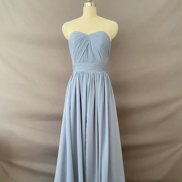 Dusty Blue Convertible Chiffon Bridesmaid Dress, Convertible Wedding/Prom/Evening Dress, Floor Length Bridesmaid Dresses
