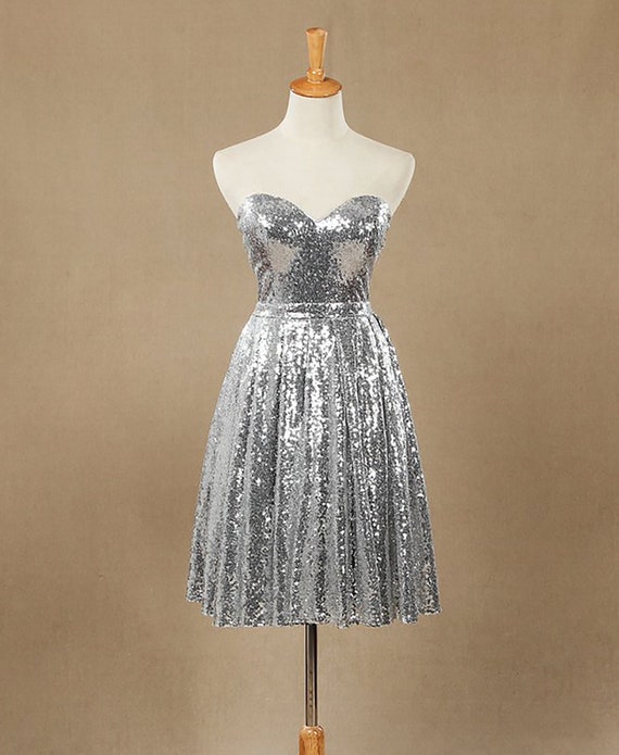 Short silver bridesmaid dresses top