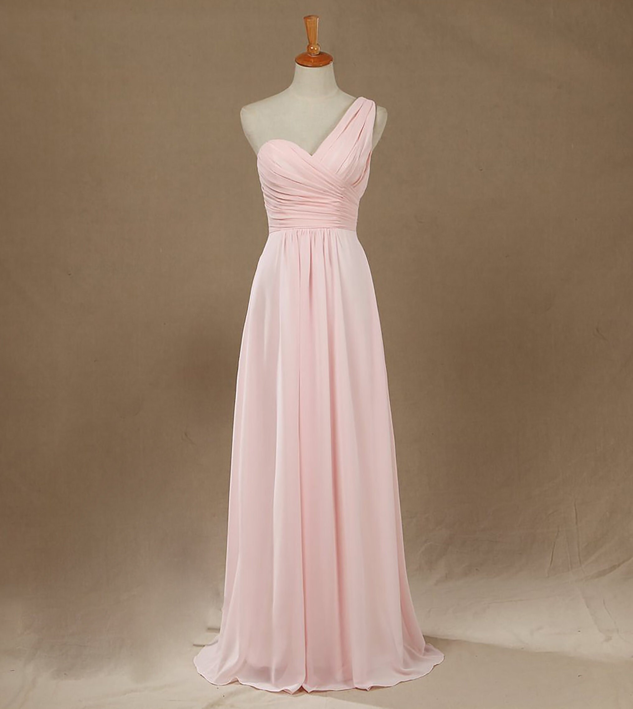 Pearl Pink Chiffon Bridesmaid Dress 