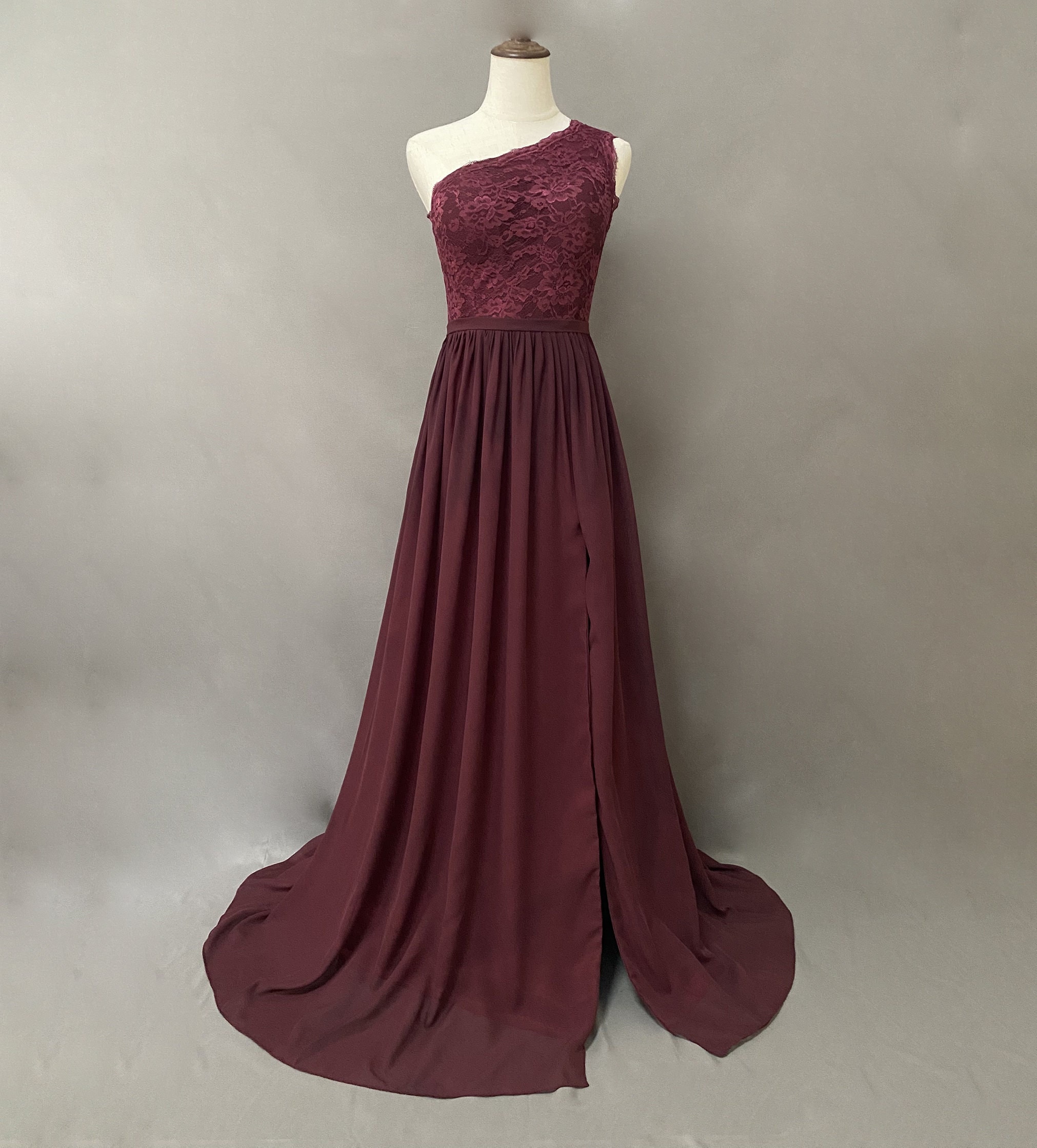 Lace maroon bridesmaid dresses cheap
