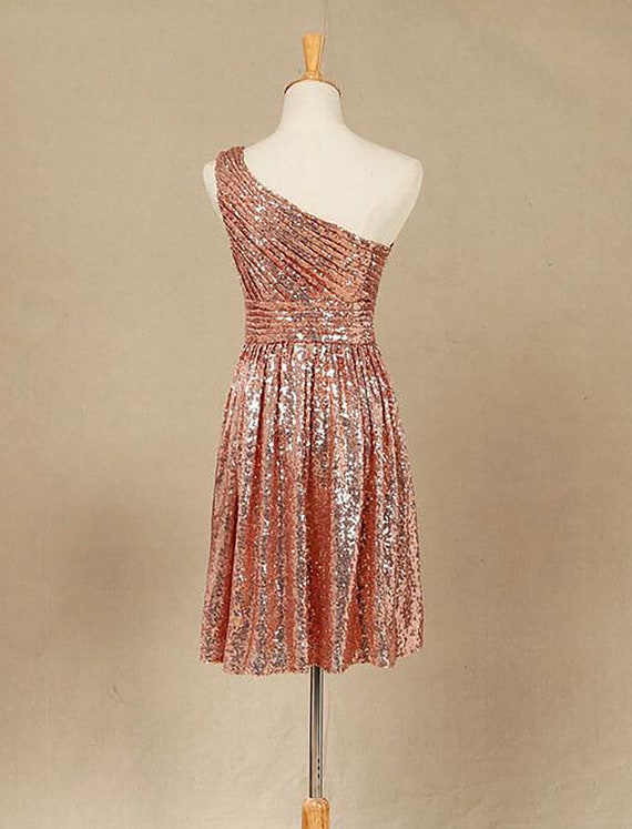 Oro rosa De lentejuelas de un hombro Vestido corto de dama de - Etsy México Oro rosa De lentejuelas de un hombro Vestido corto de dama de - Etsy México