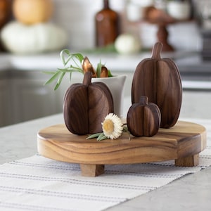 Wooden Pumpkin Set ~ Black Walnut Home Decor