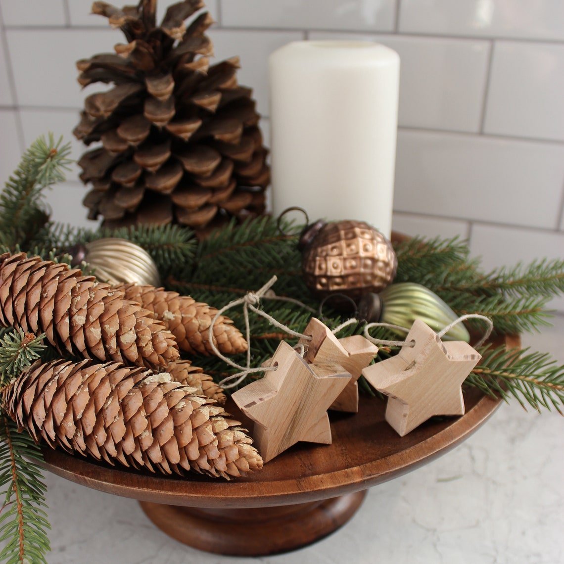 Small Wooden Star Christmas Tree Ornaments Handcrafted set of Etsy