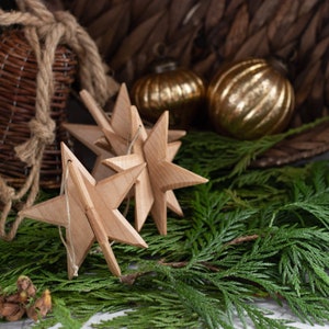 3D Wooden Star Christmas Tree Star Ornament ~ Spiky Hanging Decor