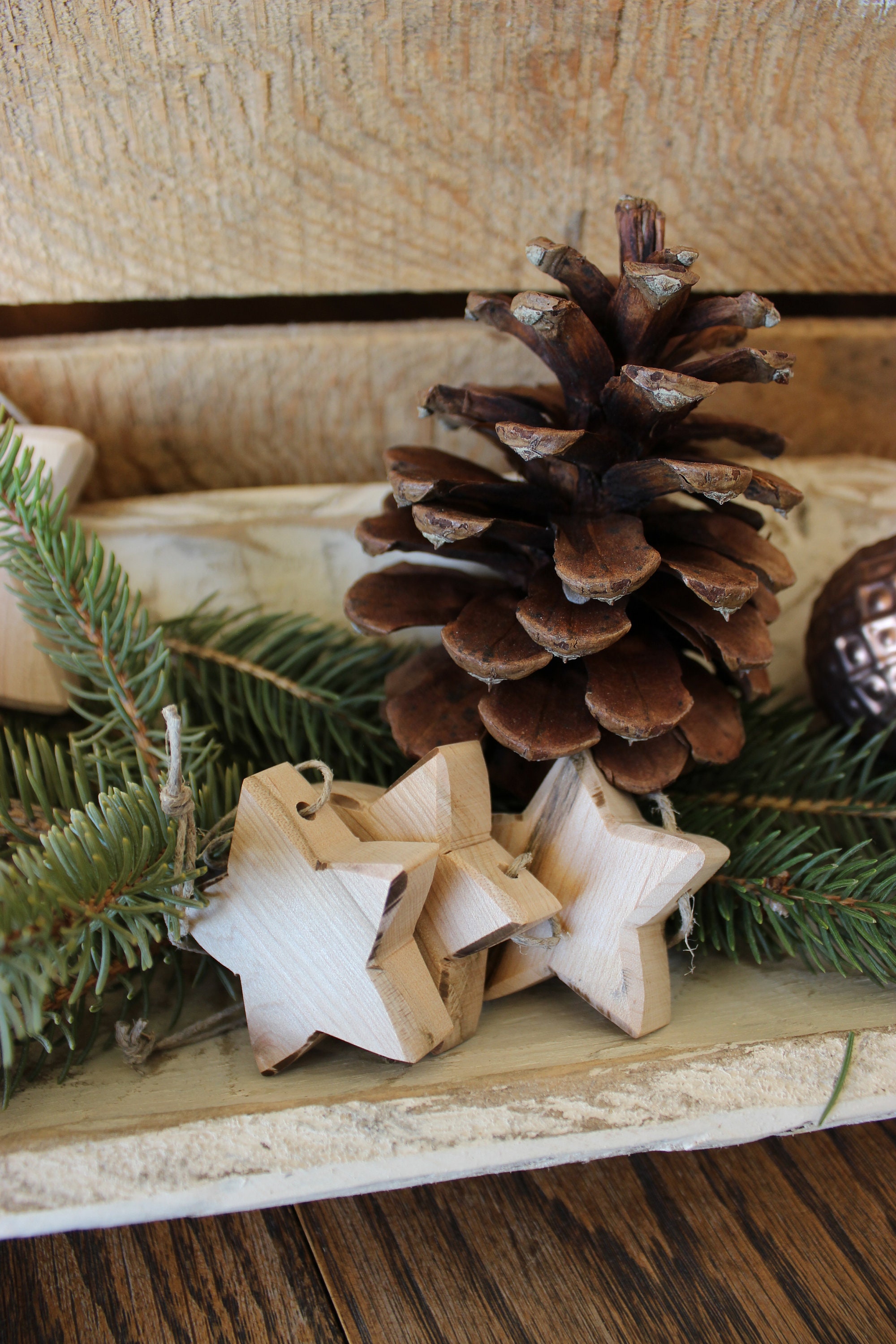 Small Wooden Star Christmas Tree Ornaments Handcrafted set of Etsy
