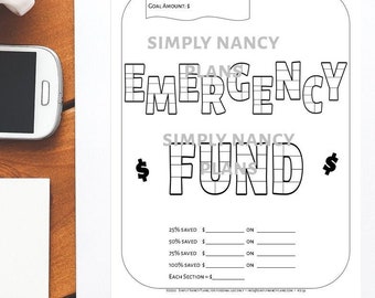 Savings Tracker for Emergency Fund, Printable Chart, Savings Plan for Financial Freedom