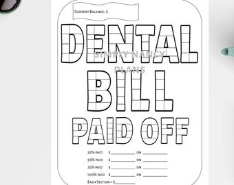 Schuldtracker Tandheelkundige factuurbetaling afbetaald, afdrukbare grafiek, uitbetalingsplan voor financiële vrijheid