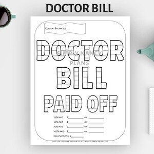 Seguimiento de deudas Pago de facturas médicas cancelado, gráfico imprimible, plan de pago para la libertad financiera