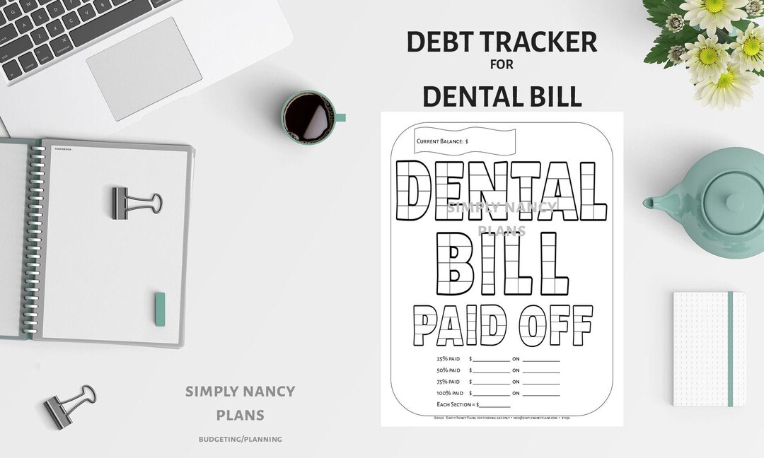 Debt Tracker Dental Bill Payment Paid Off, Printable Chart, Payoff Plan for Financial Freedom