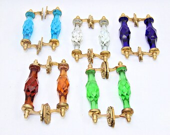Glass Cabinet Pulls With Brass, Vintage Style Hardware Set