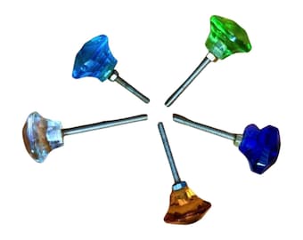 Victorian Glass Drawer Knob, Faceted Crystal Look Cabinet Pull