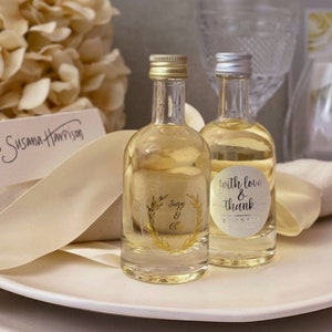 34+ Round 50ml Miniature Glass Bottle with Gold or Silver Cap – Perfect for Wedding & Party Favours, Shots, Samples or Artisan Creations!