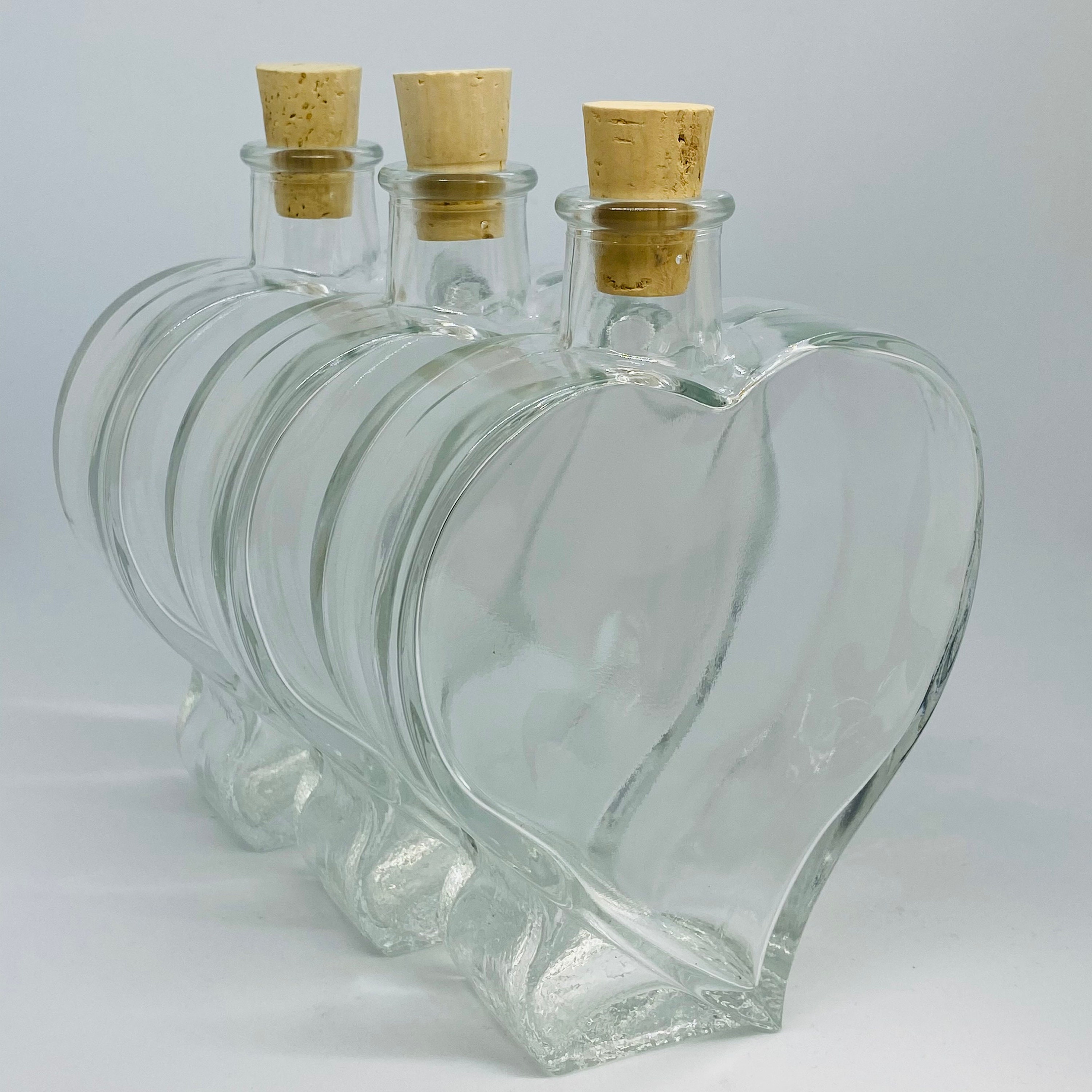 Large 350ml Glass Heart Bottle Includes a Natural Tapered Etsy UK