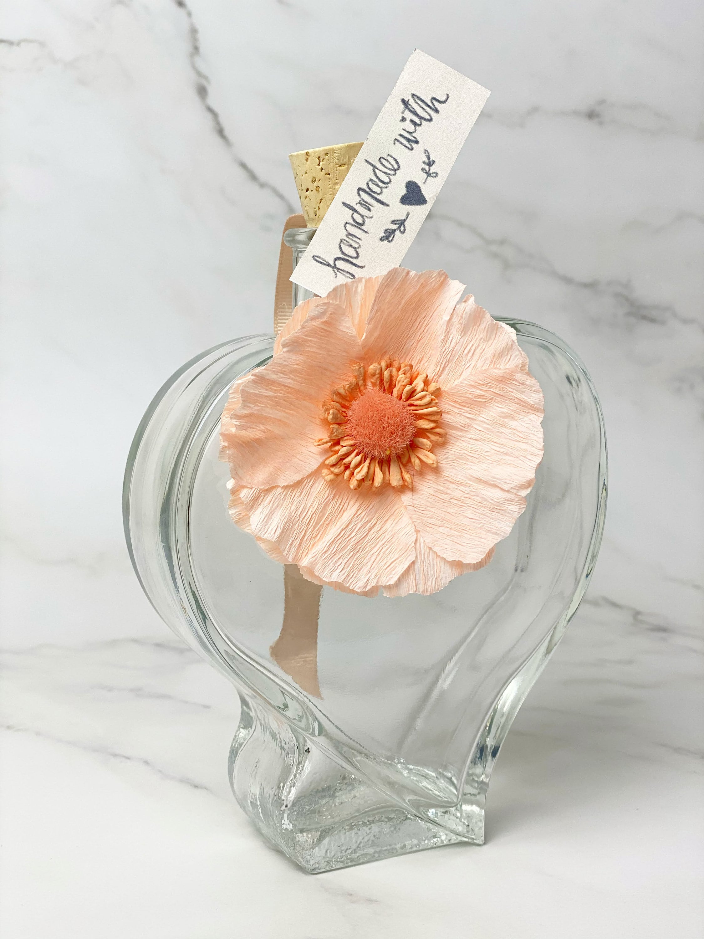 Large 350ml Glass Heart Bottle Includes a Natural Tapered Etsy UK