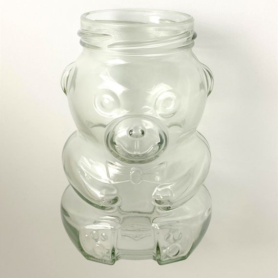 15 Glass Teddy Bears Jar With Yellow Hats Gold Caps Use for Honey Preserves Smoothies Retro Sweets. an Ideal Gift for All Children. Etsy UK