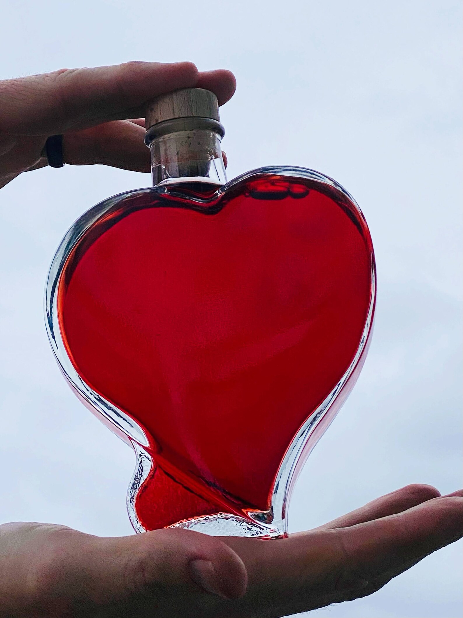 Large Glass Heart Bottle Includes 2 Styles of Cork Ideal Etsy