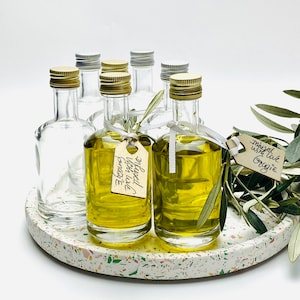 Miniature 50ml Glass Bottles - Choose Either Gold, Silver, Black or White Caps -  Ideal for Wedding Favours, Spirits, Oils and Vinegars.