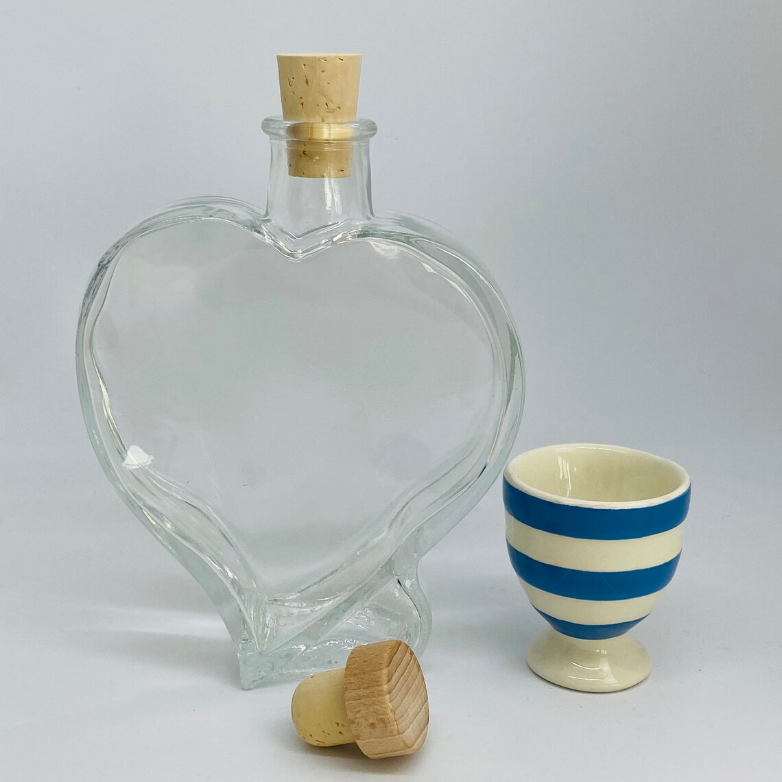 4 Large Glass Heart Bottles Including 2 Styles of Cork Etsy