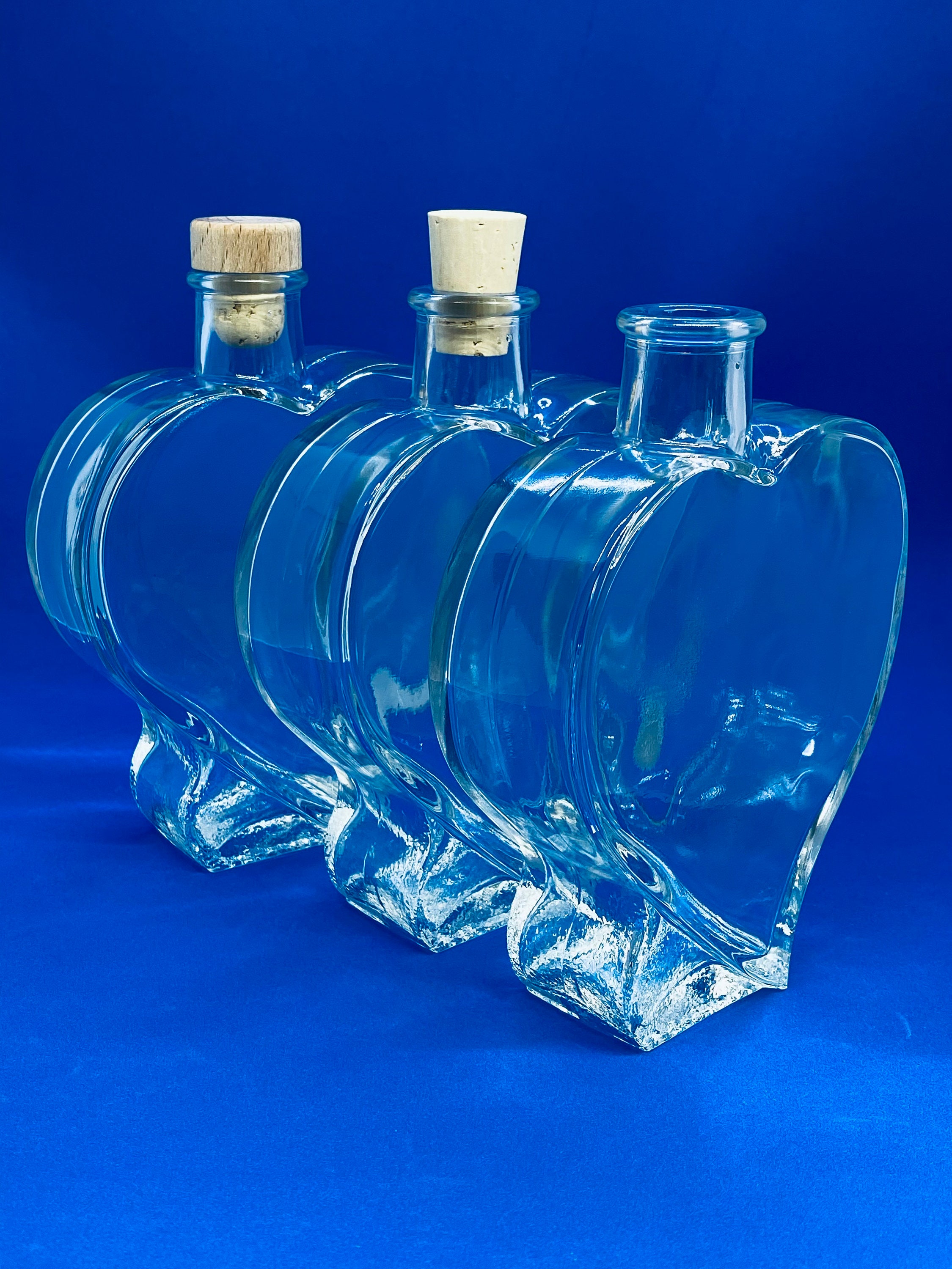 Large Glass Heart Bottle Includes 2 Styles of Cork Ideal Etsy UK