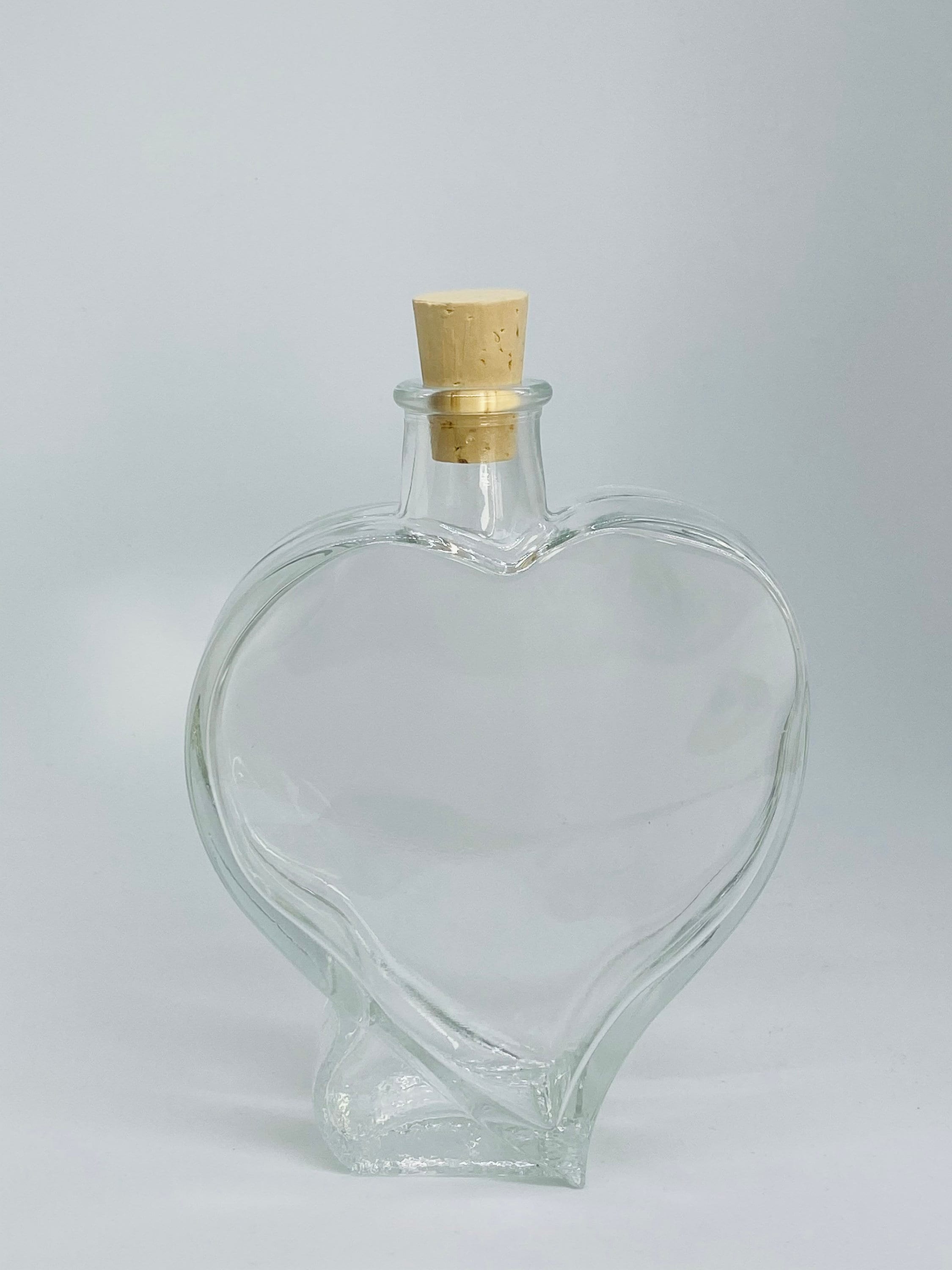 Large 350ml Glass Heart Bottle Includes a Natural Tapered Etsy UK