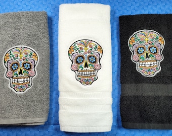 Sugar Skulls Embroidered HAND Towels