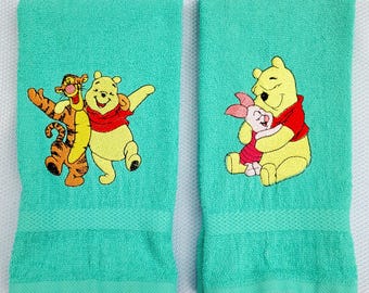 Bear, Tiger & Pig Embroidered Hand Towels