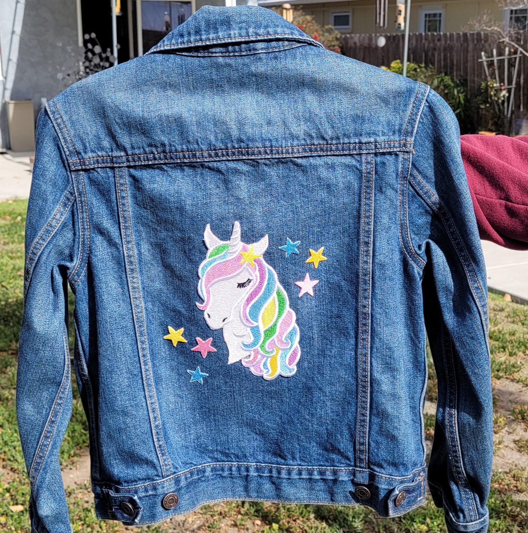 Unicorn blue jean jacket sales