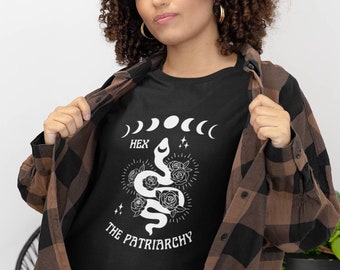 Hex The Patriarchy, Smash The Patriarchy Shirt, Feminist Witch Shirt, Boho Celestial Snake Tee, Activism Shirt, Witchy Aesthetic Gifts