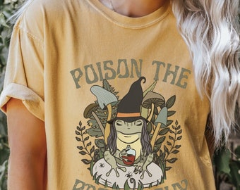 Wizard Frog T-Shirt, Comfort Colors Feminist Poison The Patriarchy Shirt, Witchy Toad Tee, Whimsical Goblincore Witch Clothes, Mushroom Top