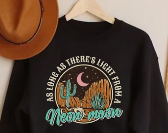 Neon Moon Sweatshirt, Desert Neon Moon Sweater, Cactus Shirt, Boho Western Wanderlust, Country Music Festival, Summer Nights, Gift For Her