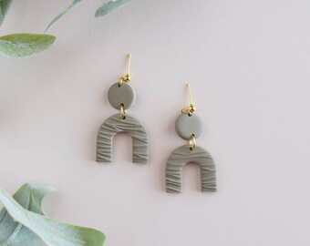 Bohemian Style Statement Earrings Minimal and Modern Handmade Jewelry Dainty Earrings Nude Polymer Clay Earrings Gift Idea