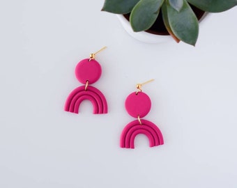 Bohemian Style Statement Earrings Minimal and Modern Handmade Jewelry Dainty Earrings Nude Polymer Clay Earrings Gift Idea