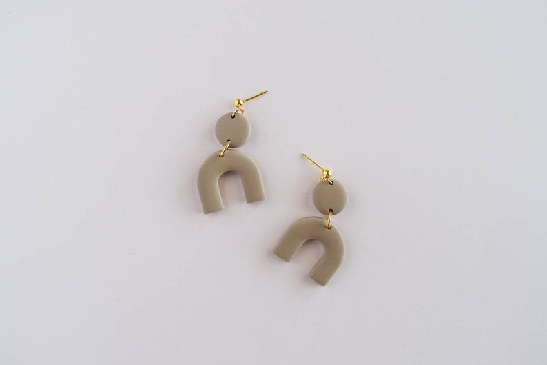 Bohemian Style Statement Earrings Minimal and Modern Handmade Jewelry Dainty Earrings Nude Polymer Clay Earrings Gift Idea