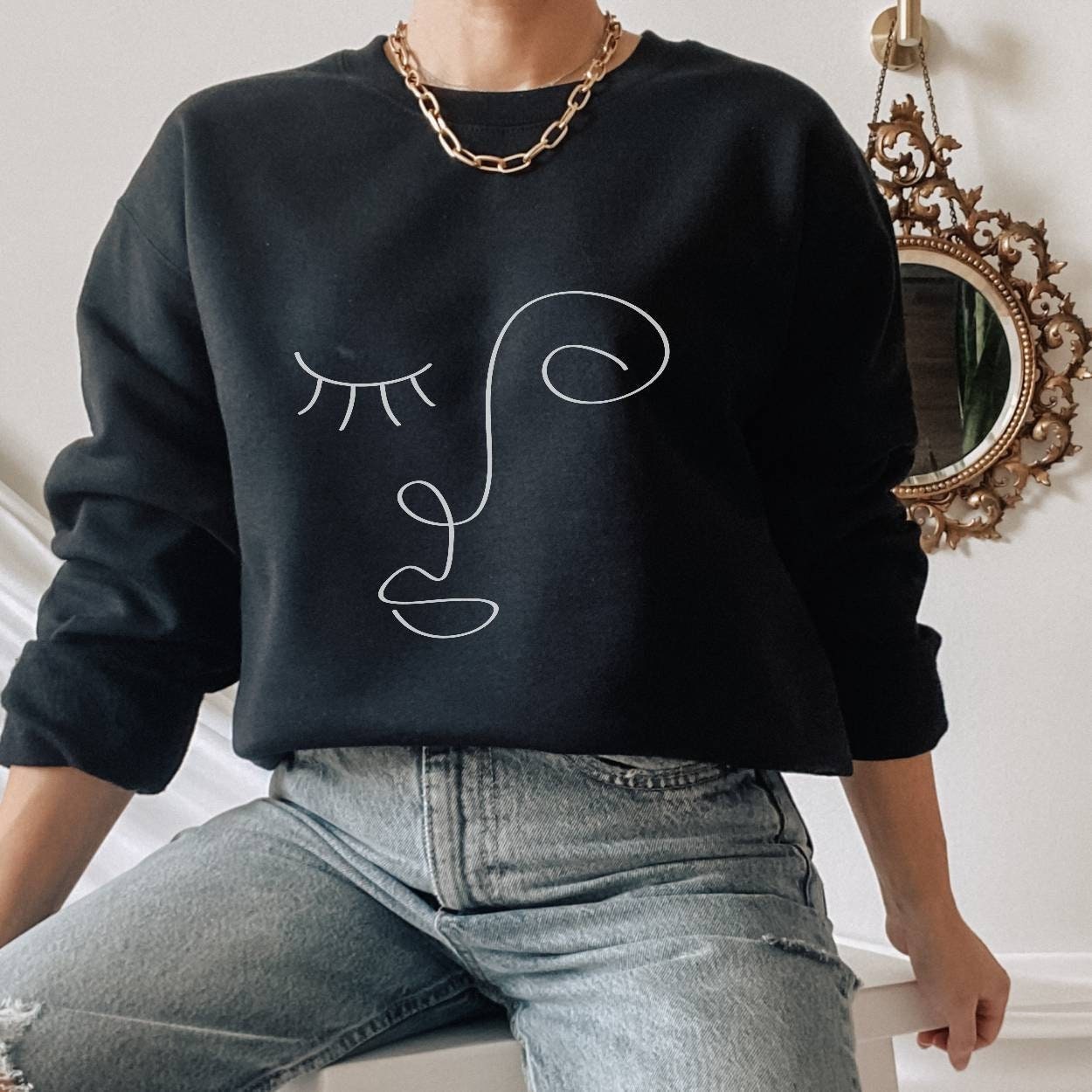 abstract face sweatshirt
