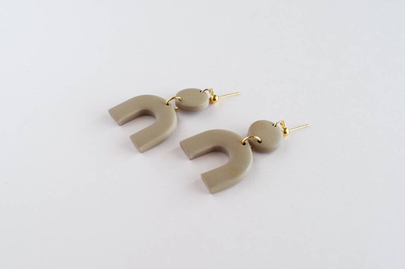 Bohemian Style Statement Earrings Minimal and Modern Handmade Jewelry Dainty Earrings Nude Polymer Clay Earrings Gift Idea