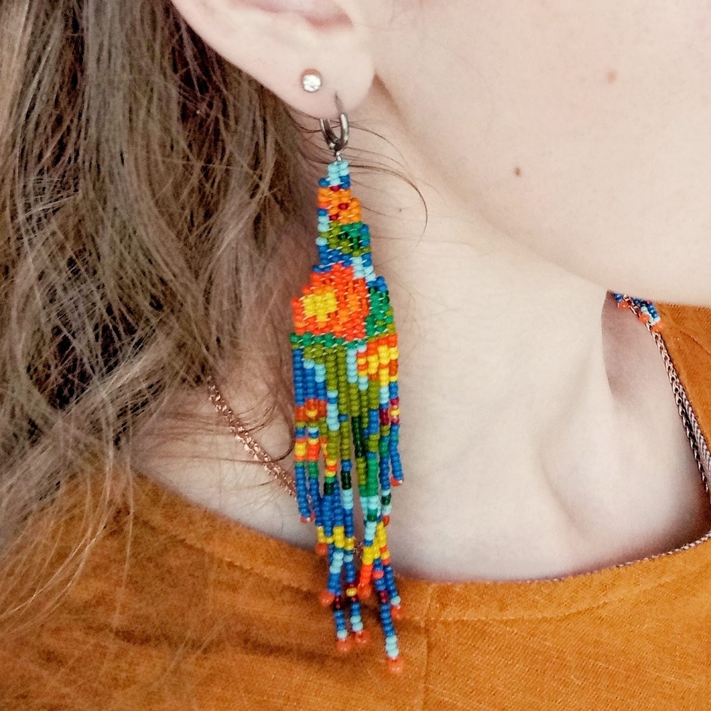 Indigenous earrings Botanical earrings Beadwork earrings Blue Etsy