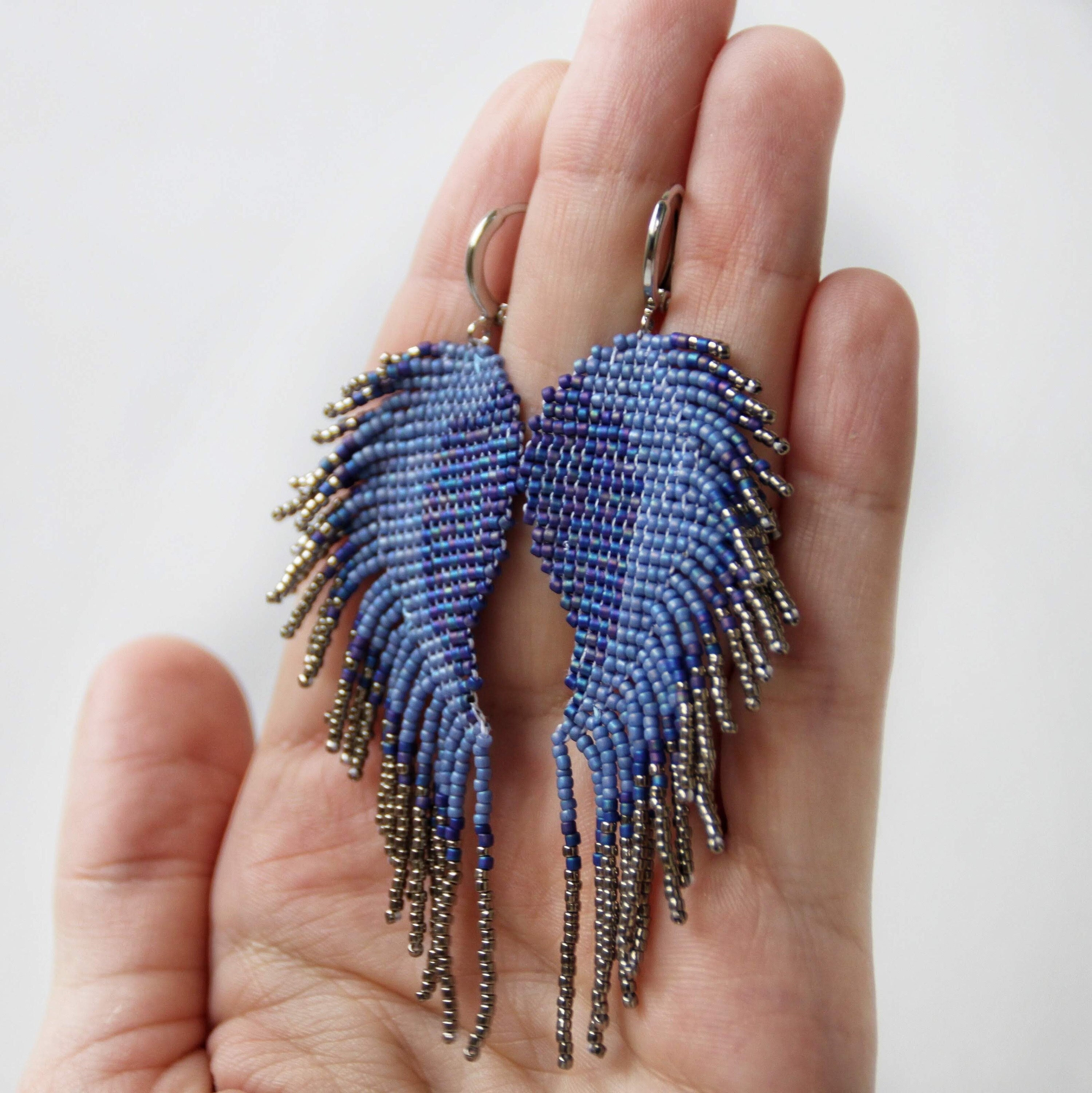 Butterfly wing earrings Ombre earrings Beaded earrings Etsy